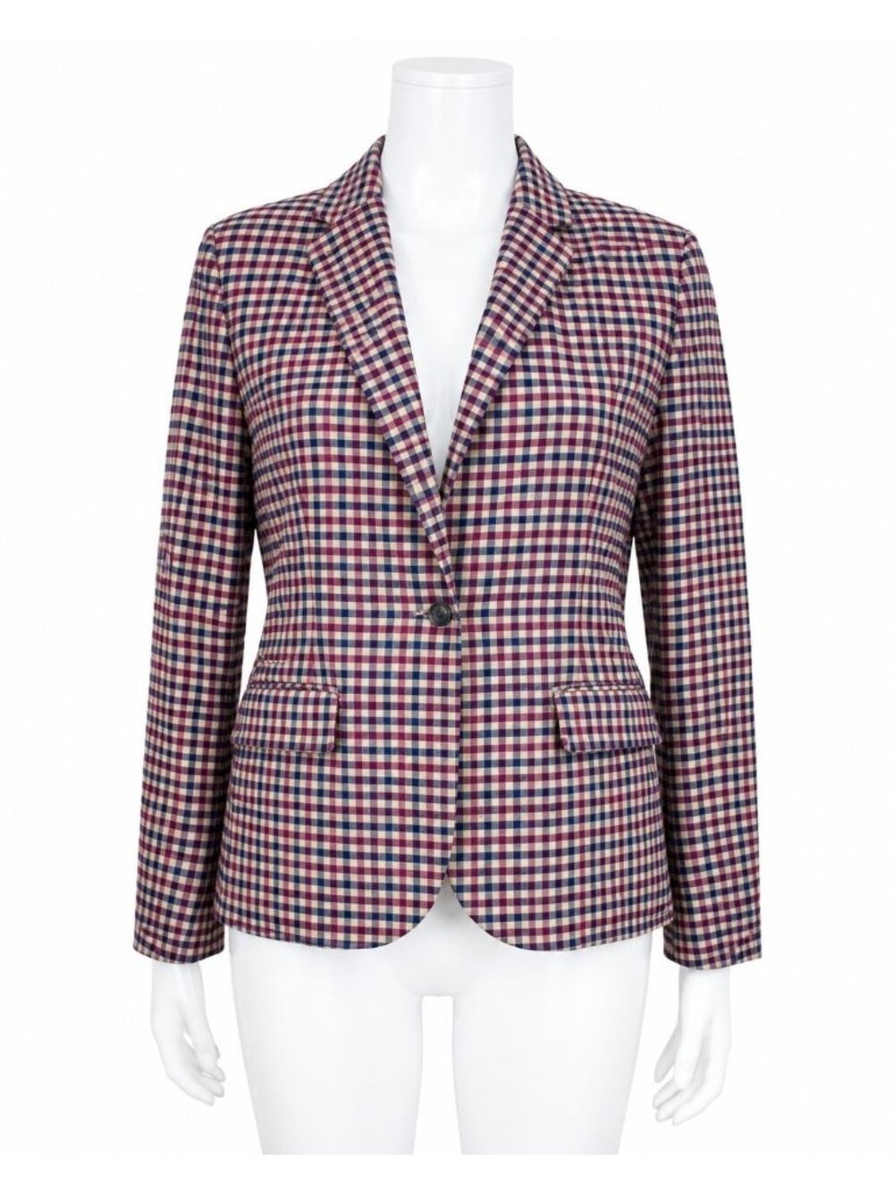 Merona Women’s 16 Plaid Wool Blend Blazer Equestrian Preppy Career Old Money